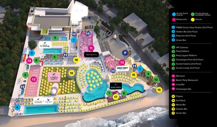 Finns Beach Club tables map